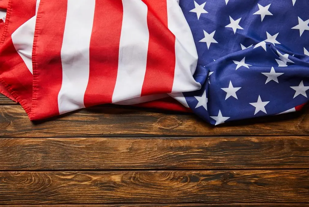 American flag on a table